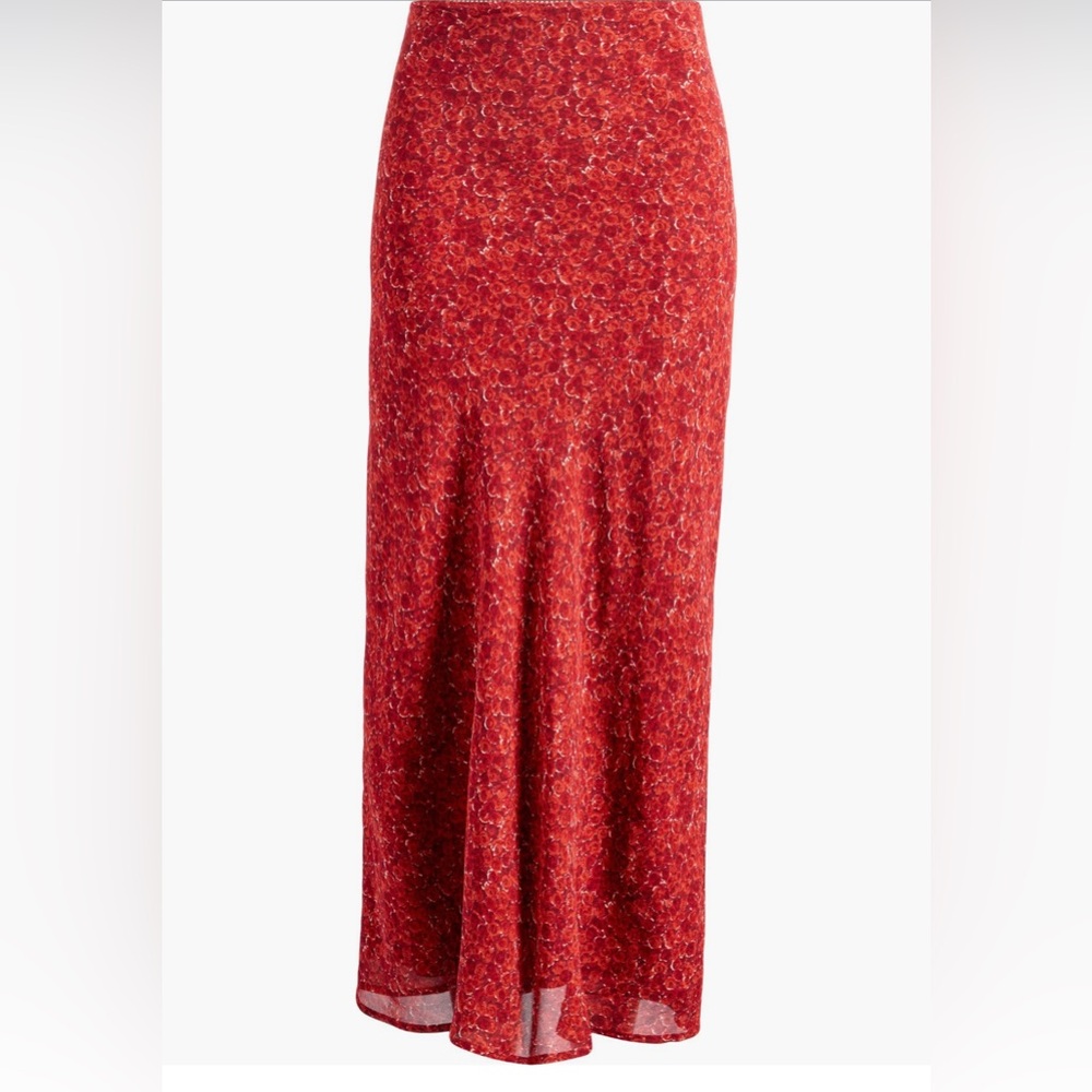 Reformation Red Floral Pencil Skirt